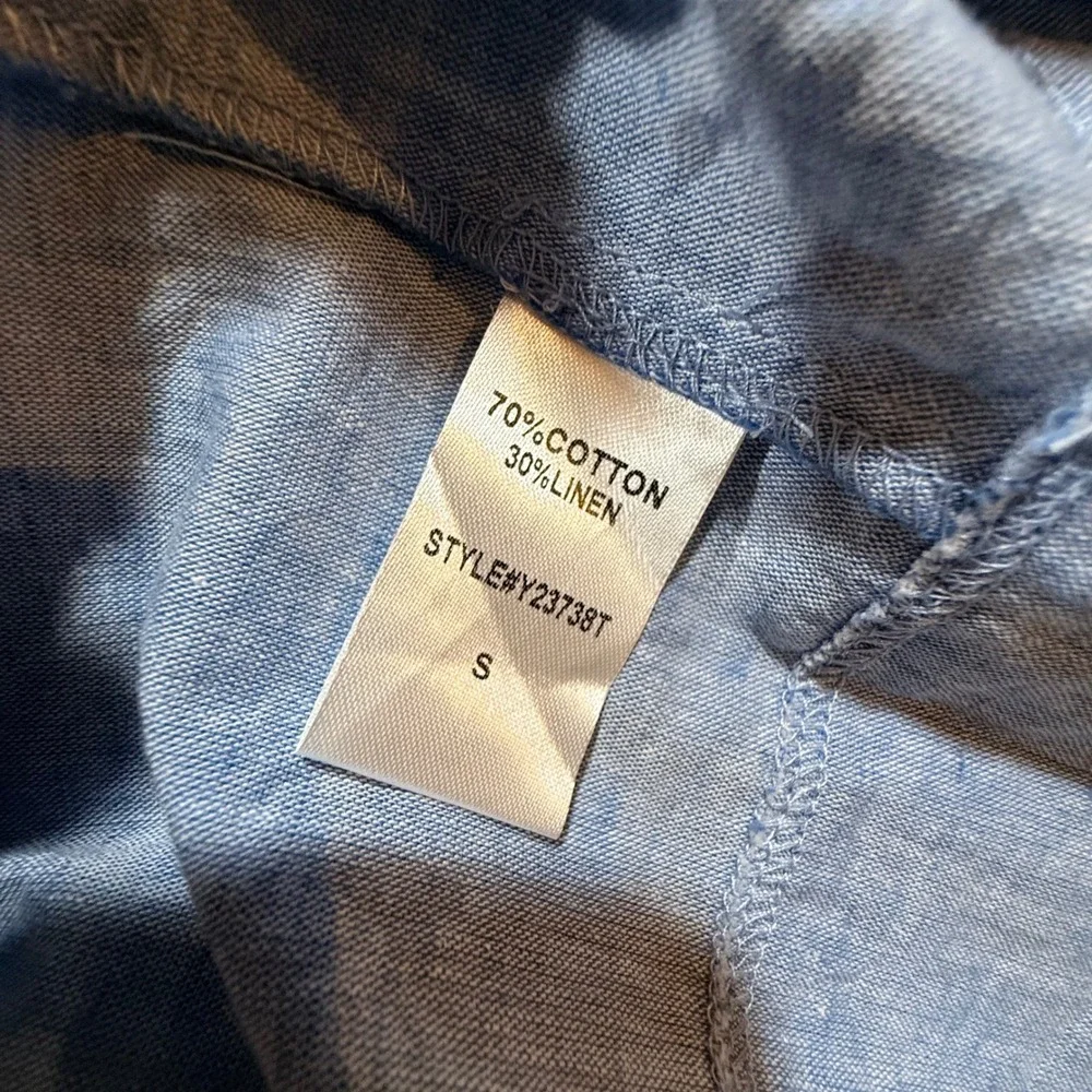Tuckernuck Crawford Blue Cotton Linen Tiered Mini Dress S Chambray Coastal Prep - Picture 4 of 6